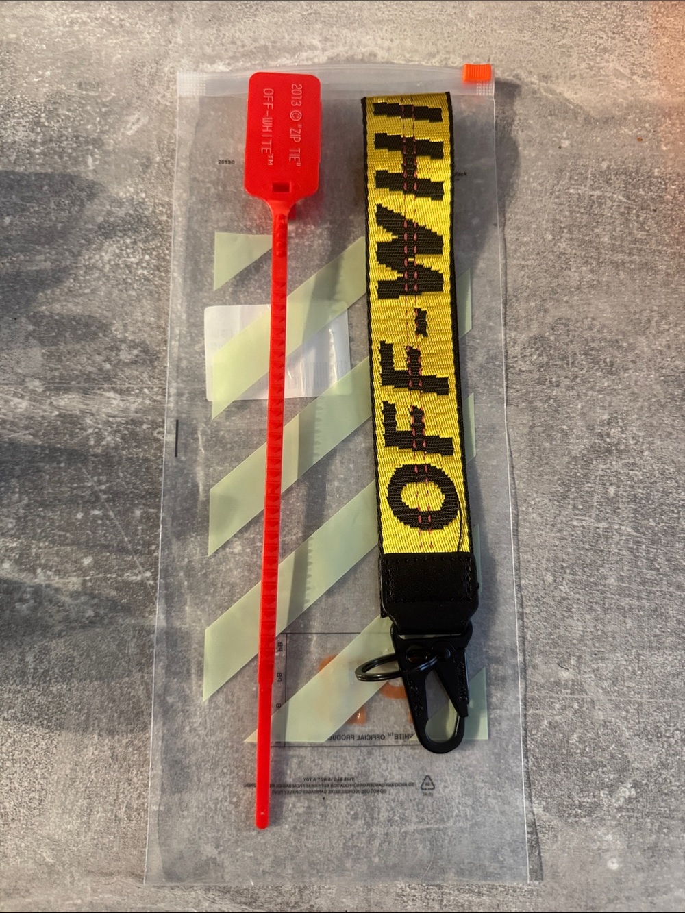 Off-White Yellow and Black Logo Key Loop Strap